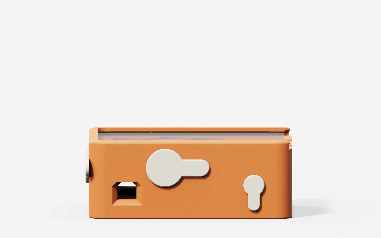Founder side view, showing its ports at standard height